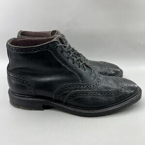 Allen Edmonds Stirling Wingtip Boots Men Size 10 D Black Leather Brogue Shoes